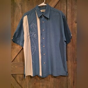 Cubavera Mens Colorblock Embroidered Button Up Size Large